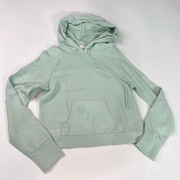 LoveShackFancy Sweatshirt Womens Small Light Green Long Sleeve Pullover Hooded - Picture 1 of 12